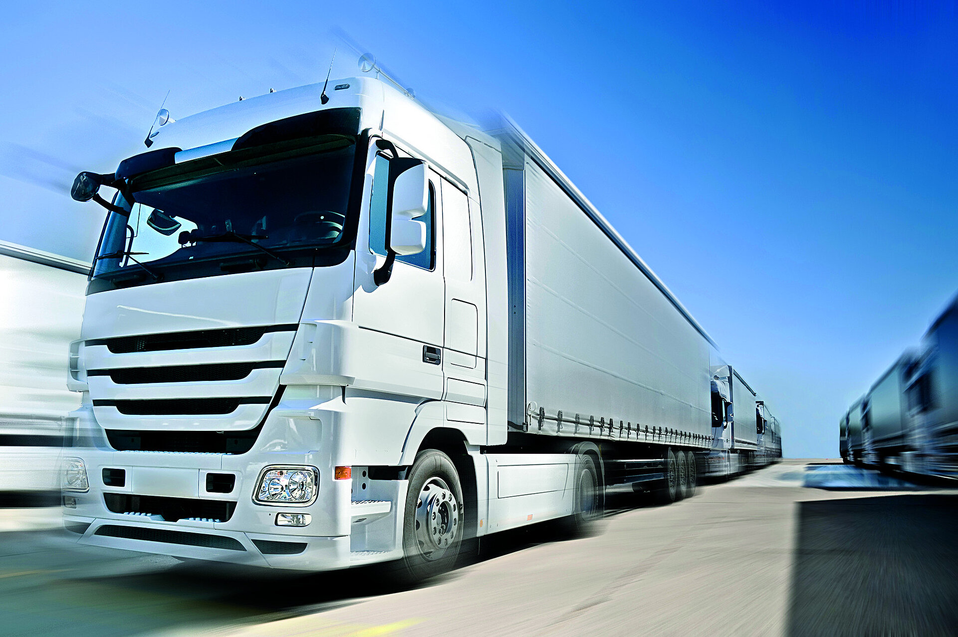 Lorry roars over a motorway