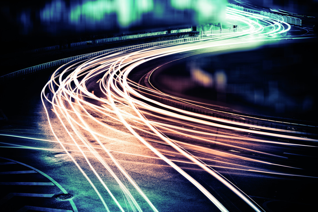 Blurred traffic lights at night